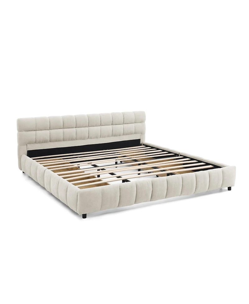 Streamdale Furniture Streamdale California King Upholstered Bed with Storage Drawer - Beige