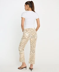 Good American Women's Vintage-Inspired Straight Tiger Print Jeans