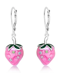 Chanteur Girls /Girl/Strawberry Crystal White Gold Palladium Plating Leverback Earring