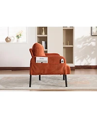 Streamdale Furniture Oversized Corduroy Loveseat Sofa with Metal Legs and Side Pockets