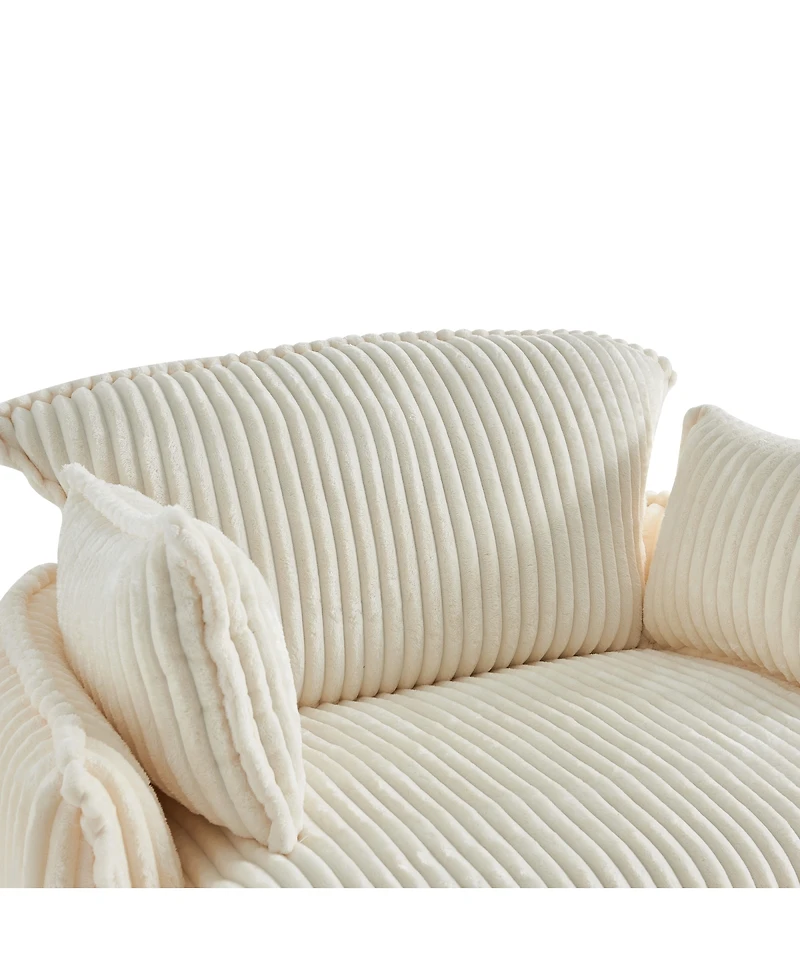 Streamdale Furniture Convertible Corduroy Sofa Chair with Ottoman for Small Spaces