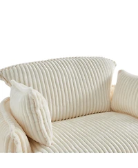 Streamdale Furniture Convertible Corduroy Sofa Chair with Ottoman for Small Spaces