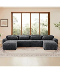Streamdale Furniture U-shaped Boneless Sofa, 32D High Density Sponge, Anti-Slip, No Assembly, Ergonomic, Dark Gray