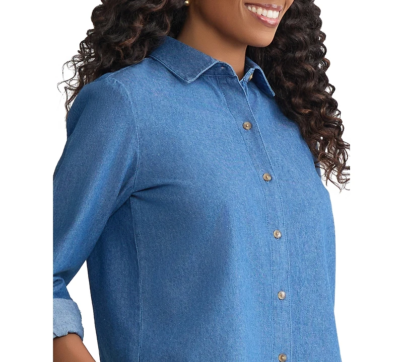 Jones New York Petite Long-Sleeve Button-Down Shirt
