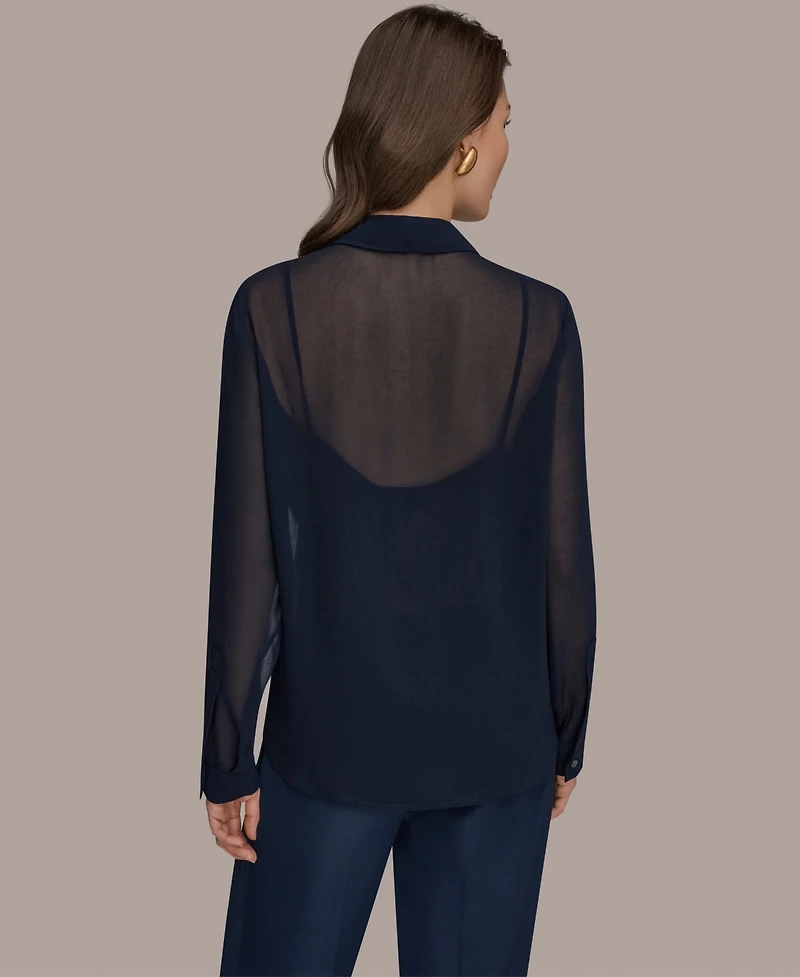 Donna Karan New York Women's Brush Stroke Button-Down Camisole Top