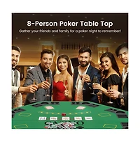 Hongge Folding Poker Table Top for 8 Players with Felt Surface Cup Holders and Chip Trays
