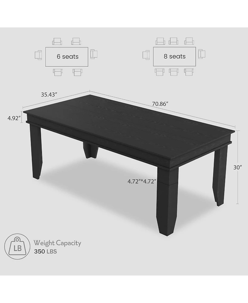 gaomon Kitchen Table Farmhouse Dining Table for 6-8 People Long Black Kitchen Tables