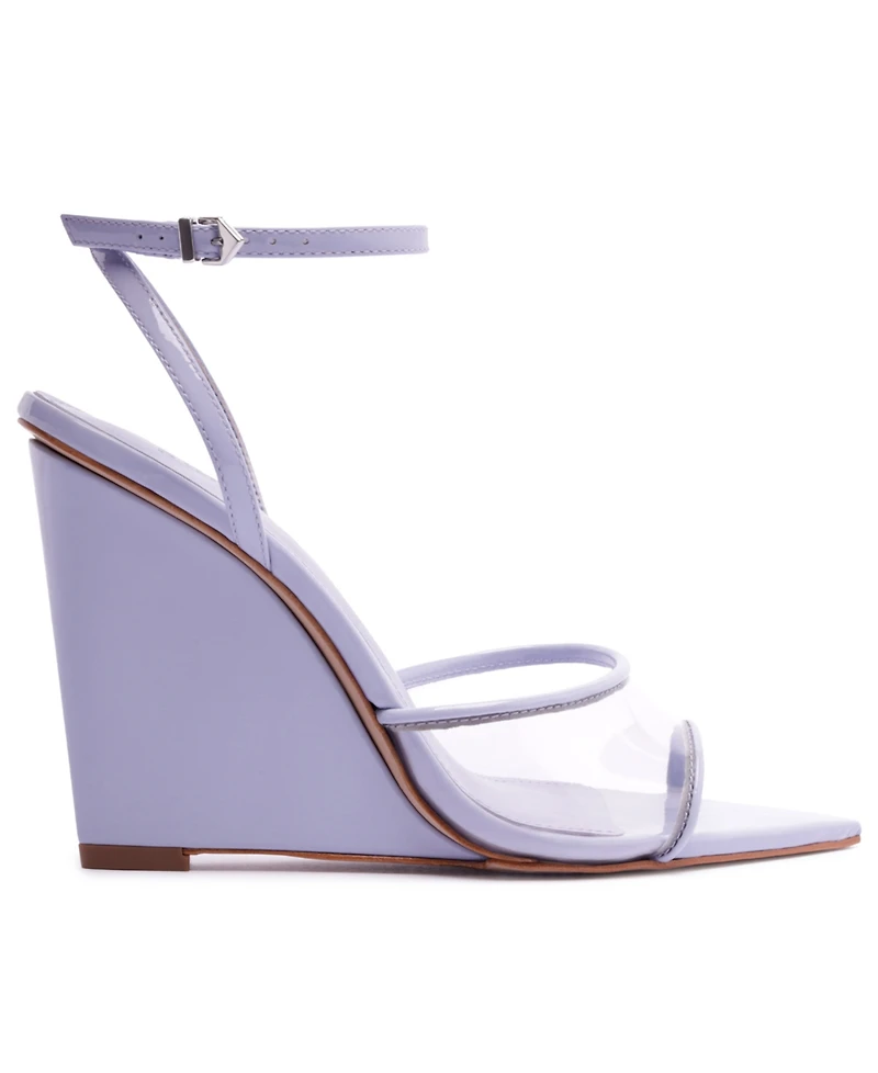 Schutz Women's Elodie Vinyl Pointed Toe Wedge Sandals