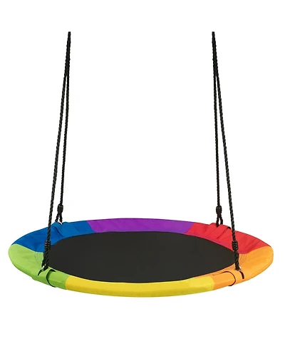 Hongge Round Tree Swing Seat for Kids with Adjustable Height Steel Frame and Durable Oxford Fabric