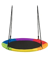 Hongge Round Tree Swing Seat for Kids with Adjustable Height Steel Frame and Durable Oxford Fabric