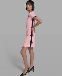 Karl Lagerfeld Paris Women's Bow Trim Scuba Crepe Sheath Dress