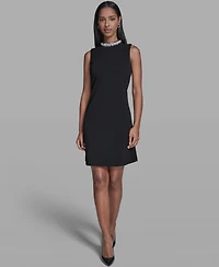 Karl Lagerfeld Paris Women's A-Line Embellished Mock Neck Dress