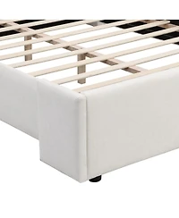 Streamdale Furniture Streamdale Elegant White Fabric Upholstered Bed with Tall Headboard, White, Queen