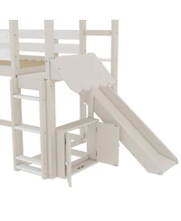 Streamdale Furniture Twin Size Loft Bed with Bookshelf and Slide - Kids House-Shaped Design