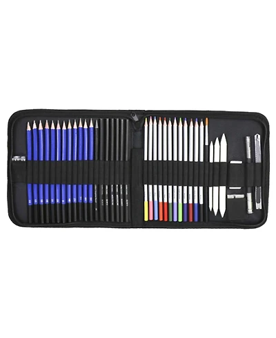 Htutwoo 40PCS Sketching Pencils Set, Portable Zippered Travel Case, Pro Art Drawing Kit for Artists, Adults, Teens, Beginner and Kid