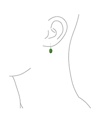 Bling Jewelry 3.2CT Bezel Simulated Jade Green Quartz Oval Dangle Earrings .925 Sterling Silver Set Lever-back