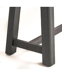 Streamdale Furniture Acacia Outdoor Bench, Sandblast Teak Finish and Black, set of 2pcs