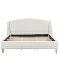 Streamdale Furniture King Size Boucle Upholstered Bed Frame with Wingback Headboard