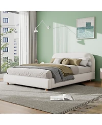 Streamdale Furniture Queen Size Boucle Upholstered Bed, Curved Design