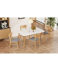 Streamdale Furniture 5-Piece Dining Table Set with Solid Wood Frame and 4 Upholstered Chairs