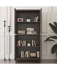 Streamdale Furniture Display sideboard buffet with 4 mirrored doors, adjustable shelves, dark Brown finish