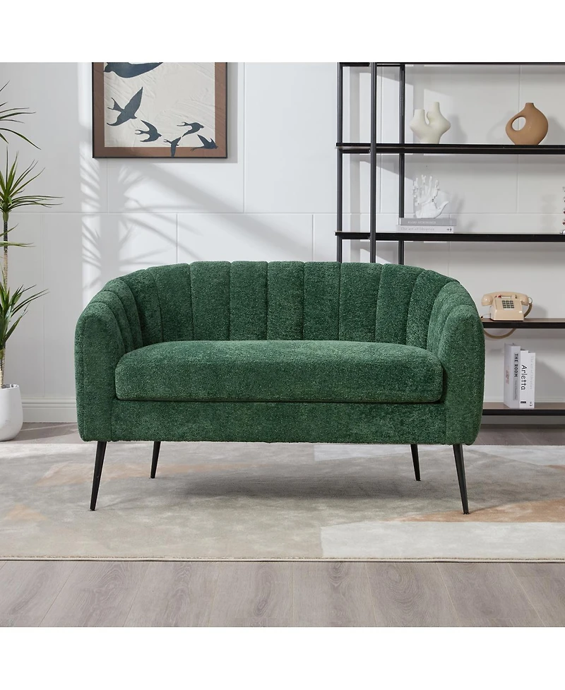 Streamdale Green Chenille Mini Loveseat Accent Couch with Metal Legs