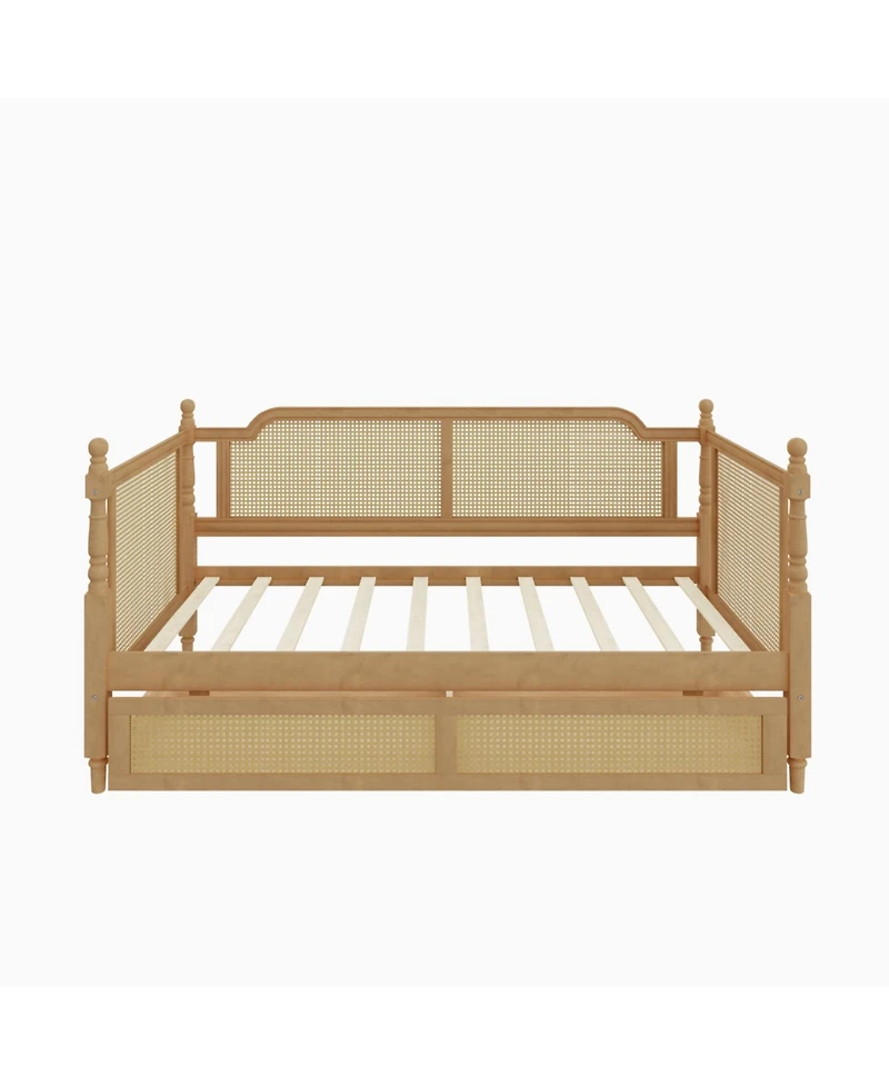 Streamdale Furniture Antique Walnut Twin Daybed with Drawers for Space-Saving