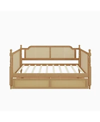 Streamdale Furniture Antique Walnut Twin Daybed with Drawers for Space-Saving