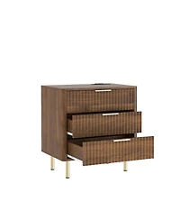 Streamdale Furniture Modern Wood Nightstand with Charging Station & Storage