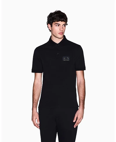 A|X Armani Exchange Men's Black and Gold Pique Polo Shirt