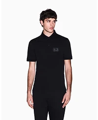 A|X Armani Exchange Men's Black and Gold Pique Polo Shirt