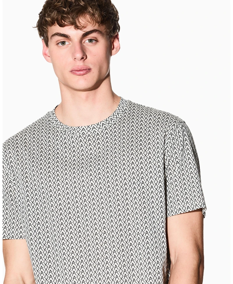 A|X Armani Exchange Men's Short Sleeve Allover Logo Print T-Shirt