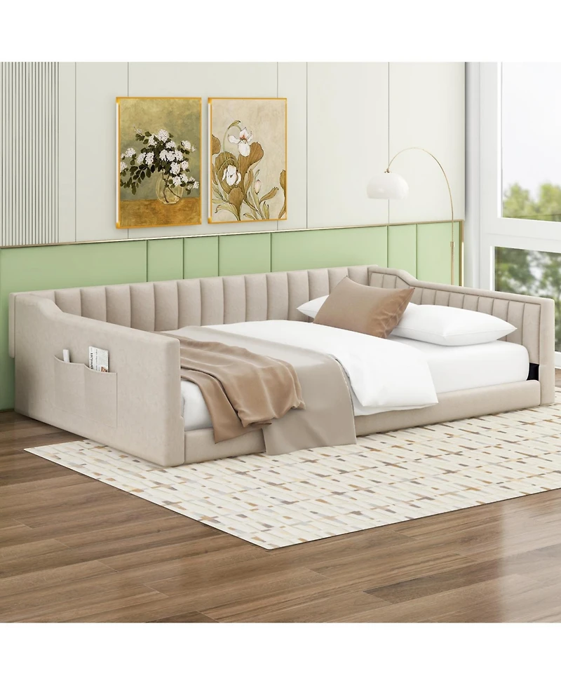 Streamdale Furniture Full Xl Upholstery Daybed and Side Storage Pocket