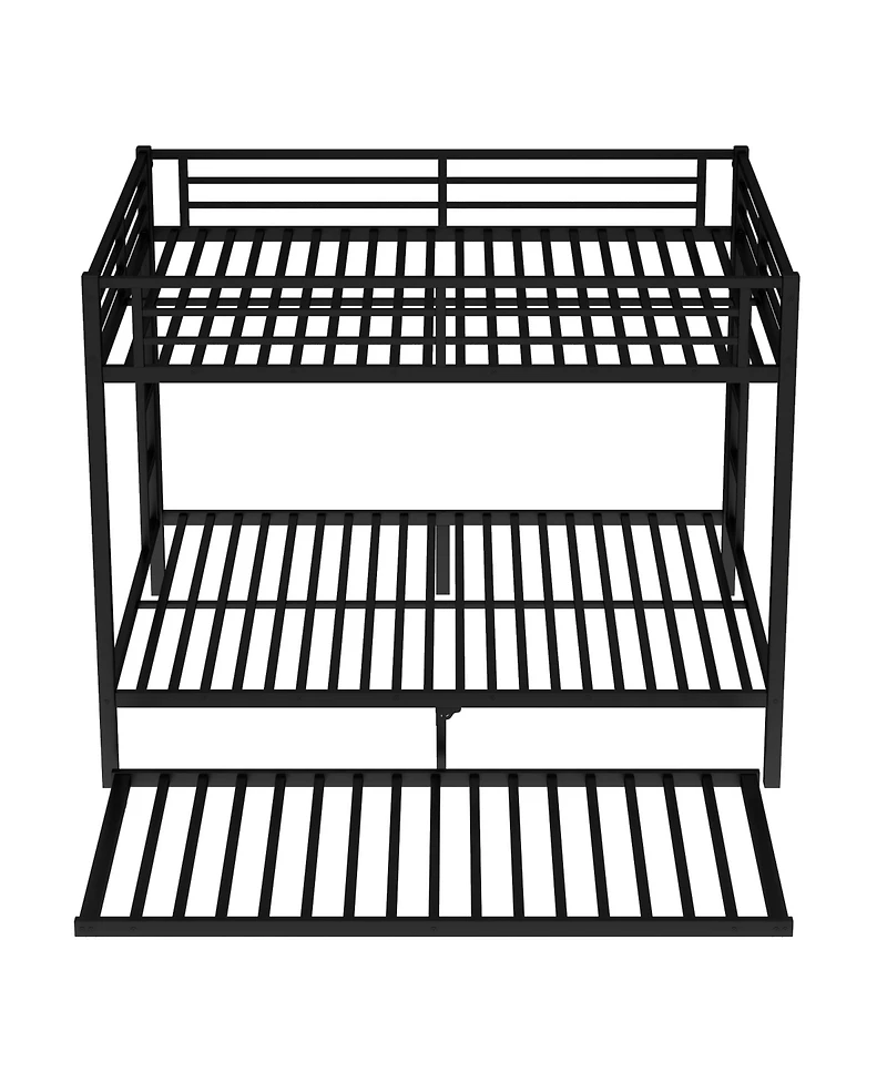 Streamdale Furniture Queen over Queen Metal Bunk Bed with Twin Size Trundle