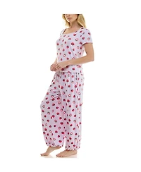 Roudelain Women's Short-Sleeve T-Shirt & Balloon Pants, 2-Piece Pajama Set