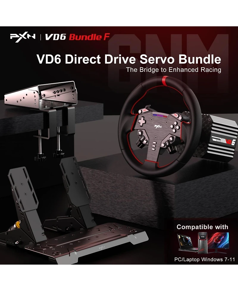 Pxn VD6 Direct Drive Racing Wheel Bundle.