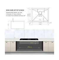 flynama 23inch Undermount Laundry Workstation Sink 16G T304 Stainless Steel Deep Single Bowl 23x19x13inch Utility Tub Sink with Full Accessories