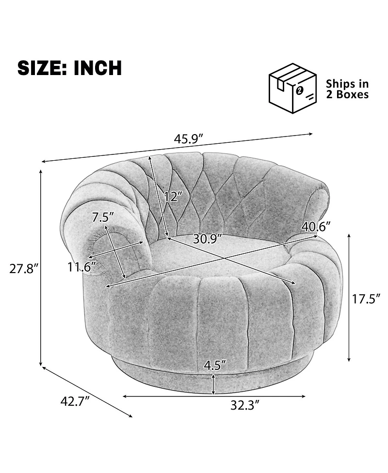 Streamdale Furniture Swivel Accent Chair 360degree(s) Round Club Chair for Living Room/Bedroom