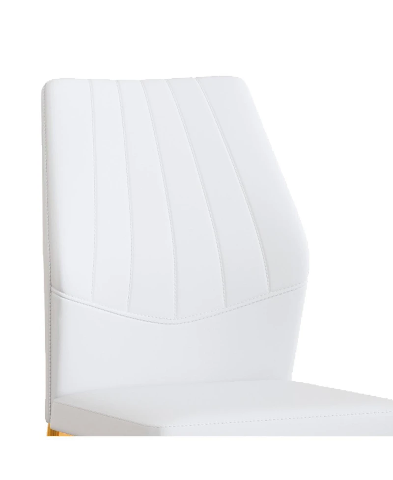 Streamdale Set of 6 Gold & White Dining Chairs, 37" High, Ergonomic Pu Backrest