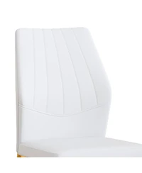 Streamdale Set of 6 Gold & White Dining Chairs, 37" High, Ergonomic Pu Backrest