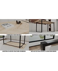 Streamdale Furniture 59" Light Wood Dining Table and 4 Modern Suede Chairs Set