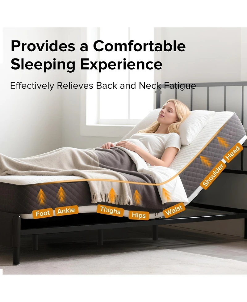 Streamdale Furniture Adjustable Bed Frame Queen w/ Massage, Usb, Led, Remote