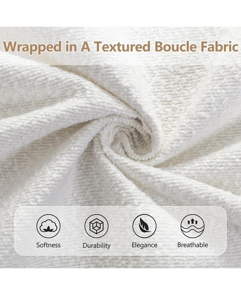 Streamdale Furniture Twin Size Bed Frame With Boucle Upholstered Round Curved Headboard