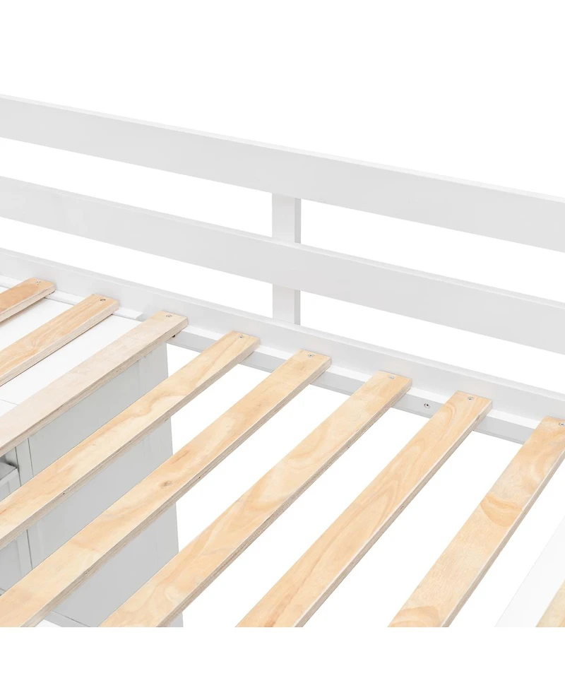 Streamdale Furniture Full Size Loft Bed with Wardrobe, Desk and Shelves