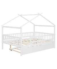 Streamdale Furniture Full Wooden House Bed with Twin Trundle