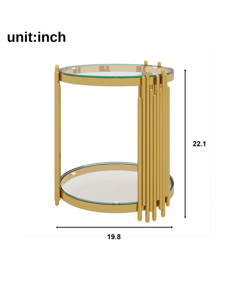 Streamdale Furniture Living Room Table Set: 3-Piece Round Glass & Gold Metal Tables