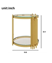 Streamdale Furniture Living Room Table Set: 3-Piece Round Glass & Gold Metal Tables