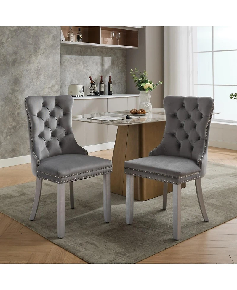 Streamdale Furniture Nikki Collection Modern Velvet Dining Chair Set (2-Pcs)