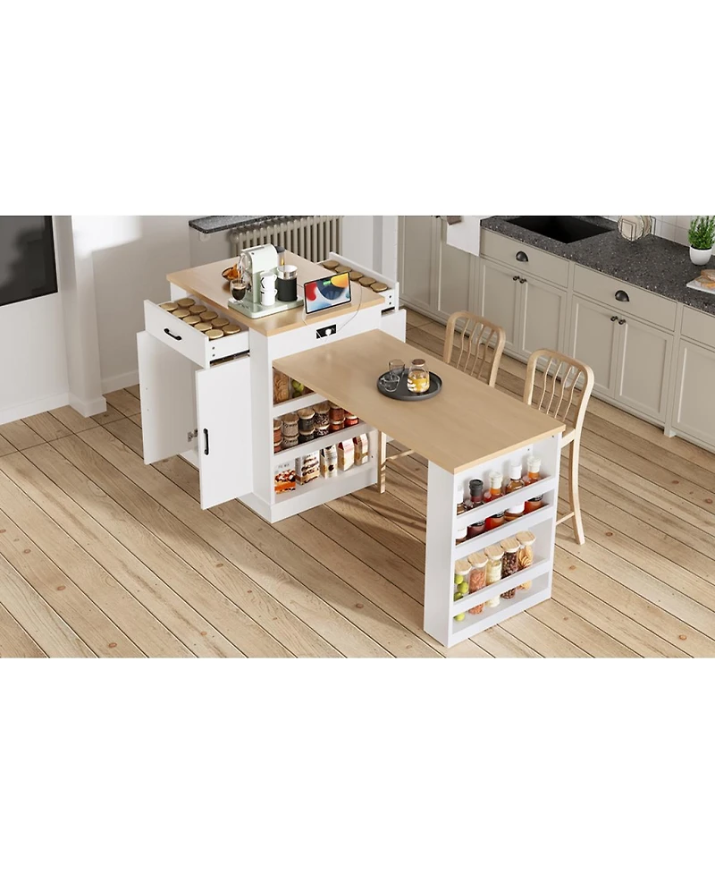 Streamdale Furniture Extendable Island console with drawers, cabinet, and shelving
