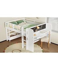 Streamdale Furniture Full Loft Bed with Multi-storage Bookcases, Boxes & Drawers, Desk
